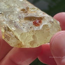 Yellow Triphane "Tabby" Enhydro with Garnet
