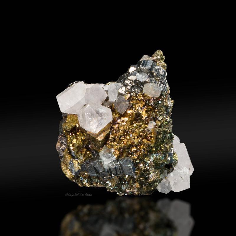 Chalcopyrite and Calcite on Bournonite