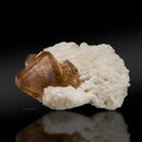 Twinned Dark-Sherry Topaz on Albite